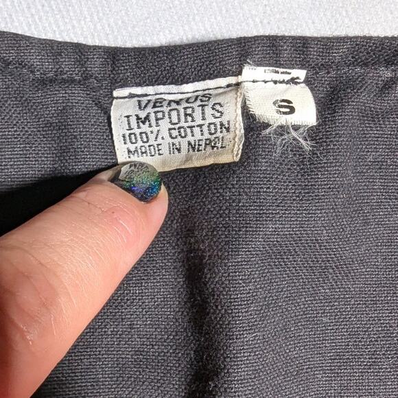 Vtg 1990s Venus Imports Red Black Primitive Tribal Cotton Open Vest and Bag Sz S - Picture 4 of 5